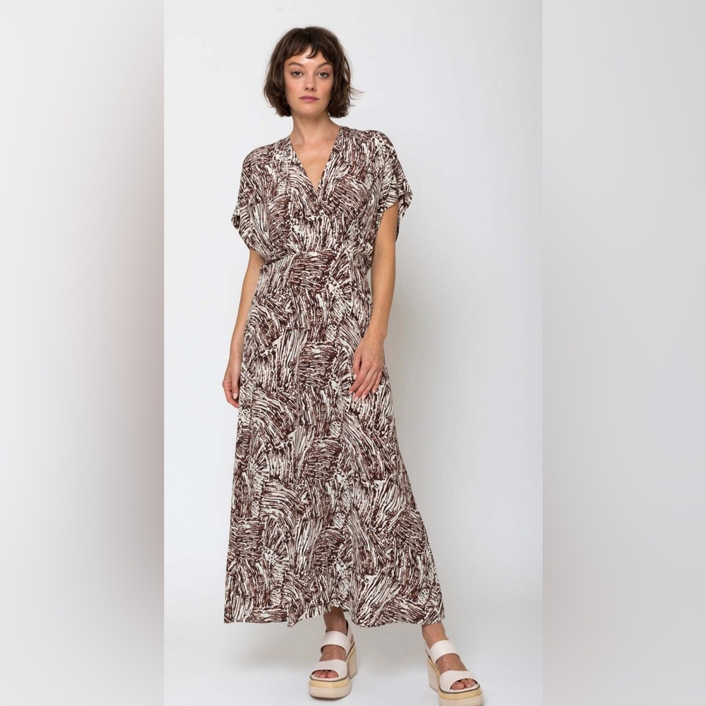 NWT Rachel Comey Brown and White Maxi Isarco Dress